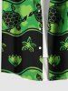 Plus Size Turtle Starfish Shell Colorblock Print Buttons Pocket Hawaii Shirt For Men -  