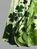 Plus Size St. Patrick's Day Four Leaf Clover Print Cold Shoulder Crisscross Maxi Dress -  
