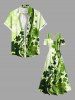 Plus Size St. Patrick's Day Four Leaf Clover Print Cold Shoulder Crisscross Maxi Dress -  