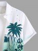 Plus Size Coconut Tree Bus Letters Print Hawaii Ombre Button Pocket Shirt For Men -  