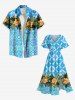 Plus Size Vintage Geometric Floral Tropical Leaves Print Hawaii Split Pocket A Line Midi Dress -  