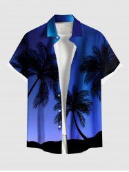 Chemise 3D Etoile Arbre Noix de Coco Imprimés de Grande Taille avec Poche à Paillettes - Bleu 4XL