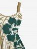 Contrastant Imprimé Feuilles Tropicales Grande Taille Costume de Plage Rouleau pour Couples - Multi-A 
