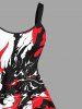 Robe Hawaï Ligne A Dragon D'Encre Contrasté Imprimé de Grande Taille - Rouge XS