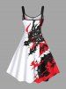 Plus Size Contrast Dragon Ink Painting Splatter Print Hawaii A Line Tank Dress -  