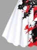 Robe Hawaï Ligne A Dragon D'Encre Contrasté Imprimé de Grande Taille - Rouge XXS