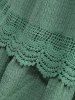 Plus Size Grommets Lace-up Ruched Scalloped Lace Trim Plisse Tank Dress -  