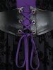 Robe débardeur asymétrique à lacets et volants style gothique grande taille avec fleurs roses - Pourpre  3X | US 22-24