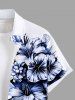 Plus Size Tropical Leaf Hibiscus Flower Print Buttons Pocket Hawaii Shirt For Men -  