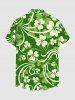 Plus Size St. Patrick's Day Clover Leaves Print Buttons Pocket Shirt For Men -  