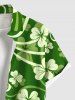 Plus Size St. Patrick's Day Clover Leaves Print Buttons Pocket Shirt For Men -  