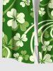 Plus Size St. Patrick's Day Clover Leaves Print Buttons Pocket Shirt For Men -  