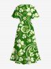 Plus Size St. Patrick's Day Clover Leaves Print Split Midi Dress -  