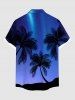 Plus Size Coconut Tree Star Glitter 3D Print Buttons Pocket Hawaii Shirt For Men -  