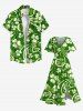 Plus Size St. Patrick's Day Clover Leaves Print Split Midi Dress -  