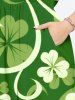 Plus Size St. Patrick's Day Clover Leaves Print Split Midi Dress -  