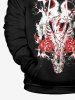 Plus Size Skeleton Lovers Flower Cross Letters Print Valentines Pocket Drawstring Pullover Long Sleeves Hoodie For Men -  