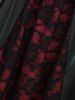 Plus Size Rose Flower Lace Panel Patchwork Lace-up Top -  
