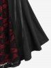 Haut patchwork à lacets et empiècements en dentelle à fleurs roses grande taille - Noir 2X | US 18-20