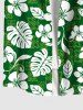 Plus Size Tropical Leaf Hibiscus Flower Print Buttons Pocket Hawaii Shirt For Men -  