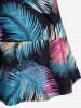 Maillot de Bain Grande Taille Imprimé Plume Colorée Costume de Paon - Noir 