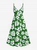 Tenue de Plage à Imprimé Fleurs et Feuilles Tropicales Grande-Taille pour Couples - Vert 