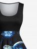 Tenue de Plage à Imprimé Notes de Hibiscus et Cœur Assorti Grande-Taille pour la Plage - Noir 