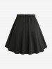 Twist Lace Trim Drawstring Hooded Handkerchief Top and Lace Up Mesh Layered A Line Skirt Plus Size Outfit -  