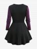 Floral Embossed Surplice Ruched Long Sleeves Top and D-Ring Heart Buckle Leggings Plus Size Outfit -  