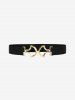 Floral Embossed Surplice Ruched Long Sleeves Top and D-Ring Heart Buckle Leggings Plus Size Outfit -  