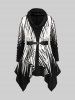 White Black Stripes Zebra Print Belt Handkerchief T-shirt and Flocking Mesh Leggings Plus Size Outfit -  