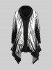 White Black Stripes Zebra Print Belt Handkerchief T-shirt and Flocking Mesh Leggings Plus Size Outfit -  