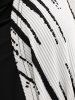 White Black Stripes Zebra Print Belt Handkerchief T-shirt and Flocking Mesh Leggings Plus Size Outfit -  
