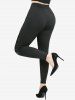 White Black Stripes Zebra Print Belt Handkerchief T-shirt and Flocking Mesh Leggings Plus Size Outfit -  