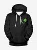 Plus Size St. Patrick's Day Clover Leaf Butterfly Heart Print Pocket Drawstring Hoodie For Men - Noir 8XL