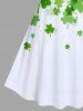 Plus Size St. Patrick's Day Clover Leaf Print Vintage Dress -  