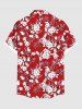 Chemise Imprimé à Fleurs et Feuilles à Boutons Grande Taille avec Poche pour Homme - Rouge S