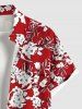 Chemise Imprimé à Fleurs et Feuilles à Boutons Grande Taille avec Poche pour Homme - Rouge S