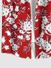 Chemise Imprimé à Fleurs et Feuilles à Boutons Grande Taille avec Poche pour Homme - Rouge S