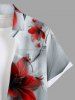 Plus Size Flower Print Buttons Pocket Hawaii Shirt For Men -  