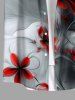 Plus Size Flower Print Buttons Pocket Hawaii Shirt For Men -  