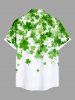 Chemise Feuille Imprimée de Grande Taille avec Poche - Blanc L