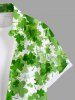 Chemise Feuille Imprimée de Grande Taille avec Poche - Blanc L