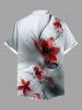 Plus Size Flower Print Buttons Pocket Hawaii Shirt For Men -  