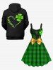 Robe Débardeur à Carreaux Imprimé de Grande Taille avec Nœud Papillon - Vert L