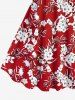 Plus Size Flower Leaf Print Hawaii Tank Dress -  
