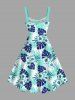 Robe Débardeur Hawaïen Ligne A Feuille Tropicale Imprimée de Grande Taille - Bleu clair S
