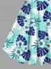 Robe Débardeur Hawaïen Ligne A Feuille Tropicale Imprimée de Grande Taille - Bleu clair S