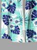 Plus Size Tropical Leaves Floral Print Hawaii Button Pocket Shirt For Men -  