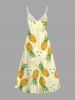 Plus Size Pineapple Print Hawaii Surplice A Line Cami Dress -  